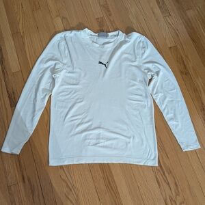 Puma White Long Sleeve Tee Soft Texture Casual
